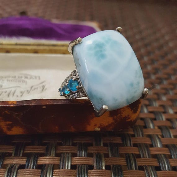 Statement Ring Sterling Silver Large Larimar, Neo… - image 6