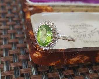 Sterlingzilveren damesring Peridoot edelsteen sieraden Britse maat P / VS 8/EU 57