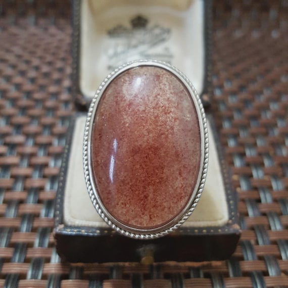 Statement Ring 925 Sterling Silver Strawberry Qua… - image 1