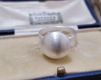 925 Sterling Silver Ring, Pebble Ring, Matt Silver, Size S US 9,Silver Jewellery