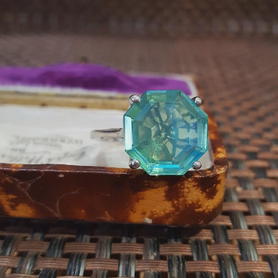 925 Statement Sterling Silver Ring Peacock Quartz… - image 6