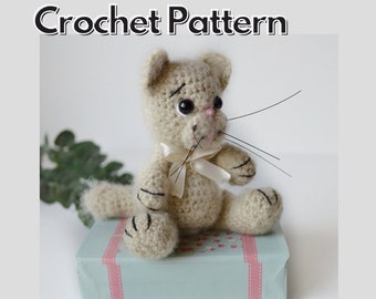 Crochet cat pattern, amigurumi keychain pattern