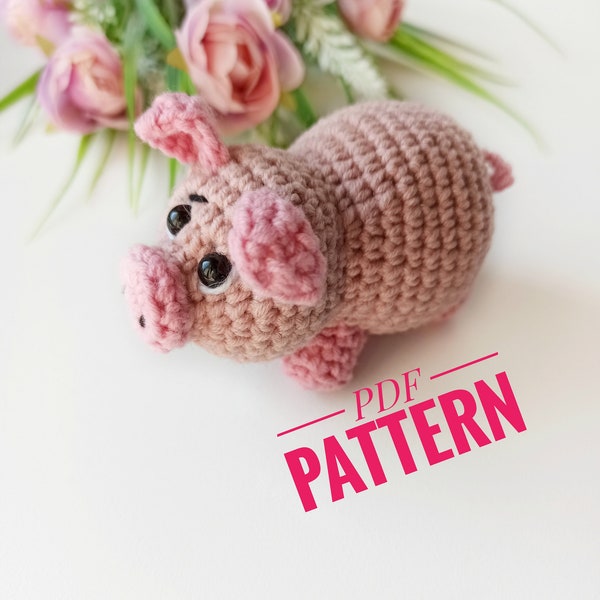 Amigurumi Schwein Muster, einfach gehäkelter gefüllter Mini Schwein Spielzeug Schlüsselanhänger