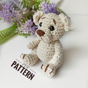 Crochet bear pattern, Amigurumi mini teddy bear pattern, Classic stuffed bear figurine