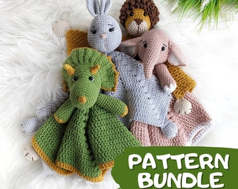 Crochet lovey baby blanket, set of 4 PDF patterns