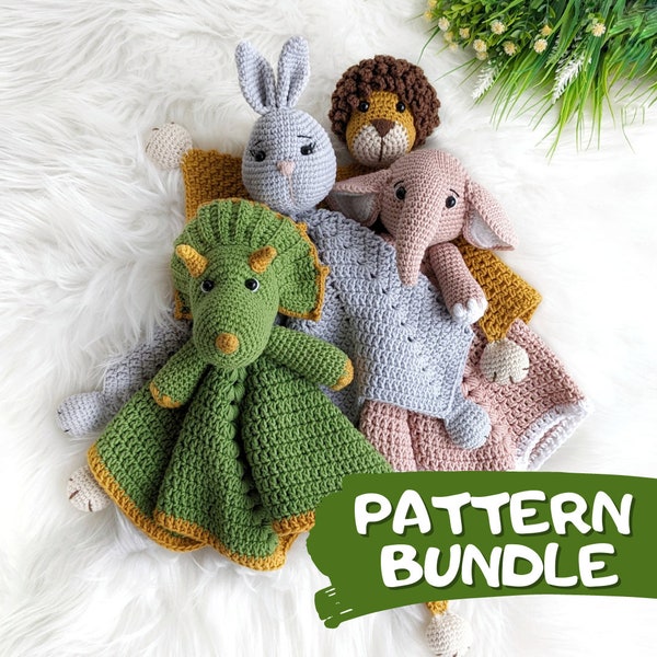 Crochet lovey baby blanket, set of 4 PDF patterns