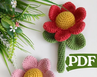 Patrón de flores a crochet, tutorial fácil de flores a crochet