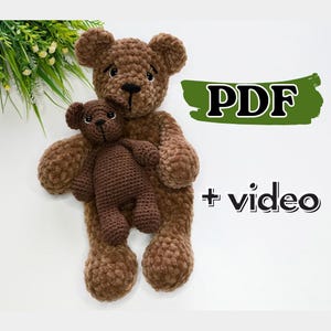 Crochet bear snuggler pattern, easy crochet baby lovey blanket pattern