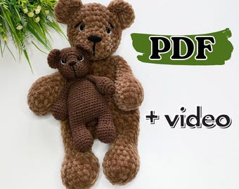 Crochet bear snuggler pattern, easy crochet baby lovey blanket pattern