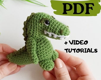 Crochet alligator pattern, easy crochet amigurumi crocodile, mini crochet animal
