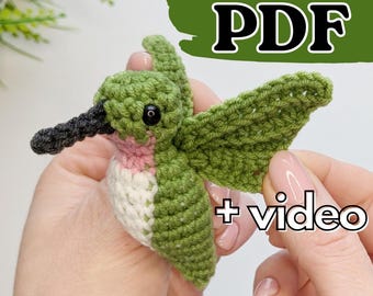 Hummingbird Crochet Pattern, Easy Crochet Amigurumi Bird Pattern, Crochet Keychain Pattern