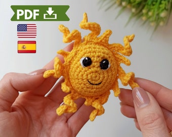 Crochet sun amigurumi pattern, amigurumi keychain easy crochet pattern