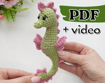Crochet seahorse pattern, easy crochet amigurumi seahorse