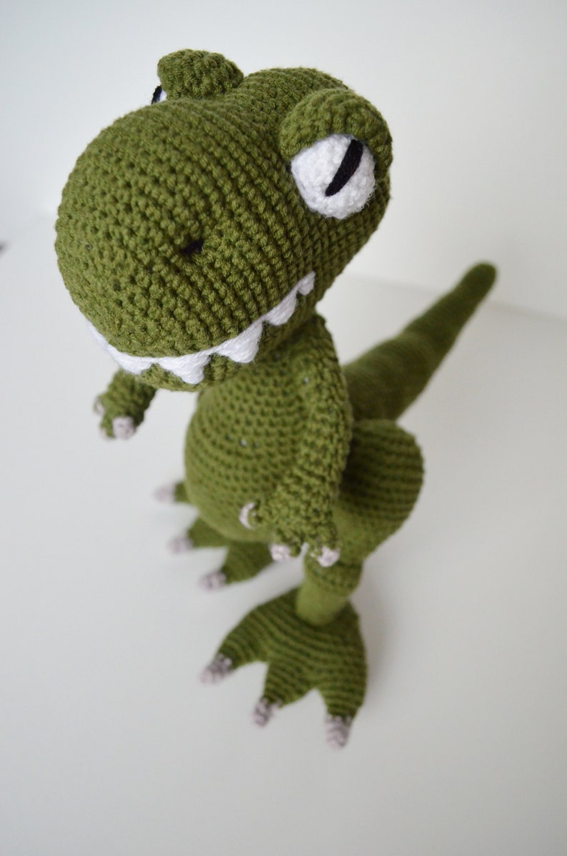 Crochet T-Rex Handmade green T-Rex Crochet PDF dinosaur pattern Amigurumu Dino Pettern