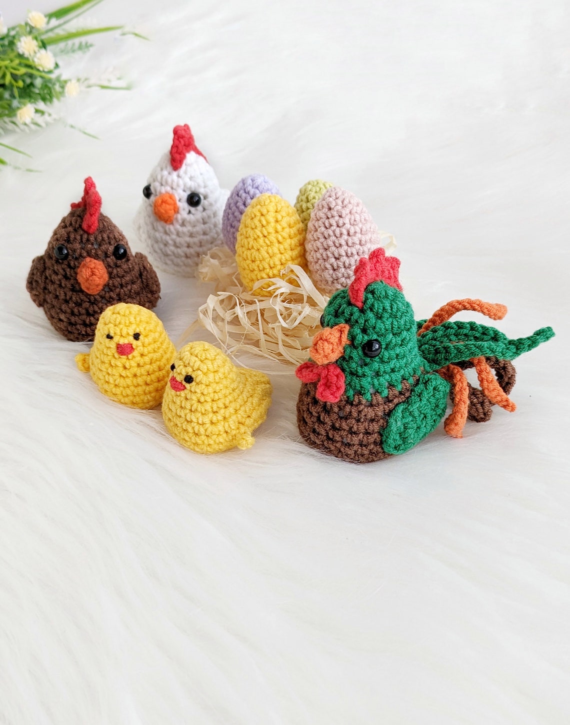 Modèle de poulet au crochet, famille de poulets amigurumi, coq au ...