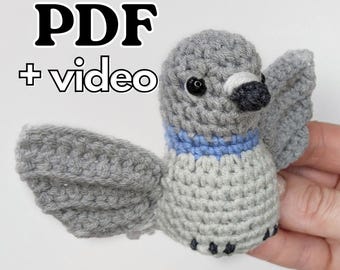 Patrón de amigurumi de paloma a crochet, patrón de pájaro a crochet