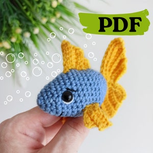 Patrón de pez a crochet, pez amigurumi pequeño fácil de tejer