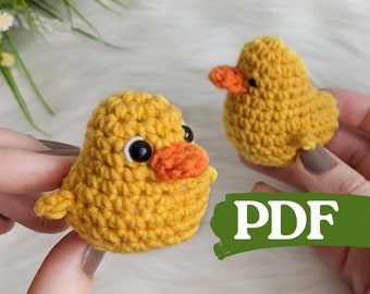 Patrón pato a crochet, pato de goma amigurumi patrón fácil a crochet, mini animales de granja a crochet