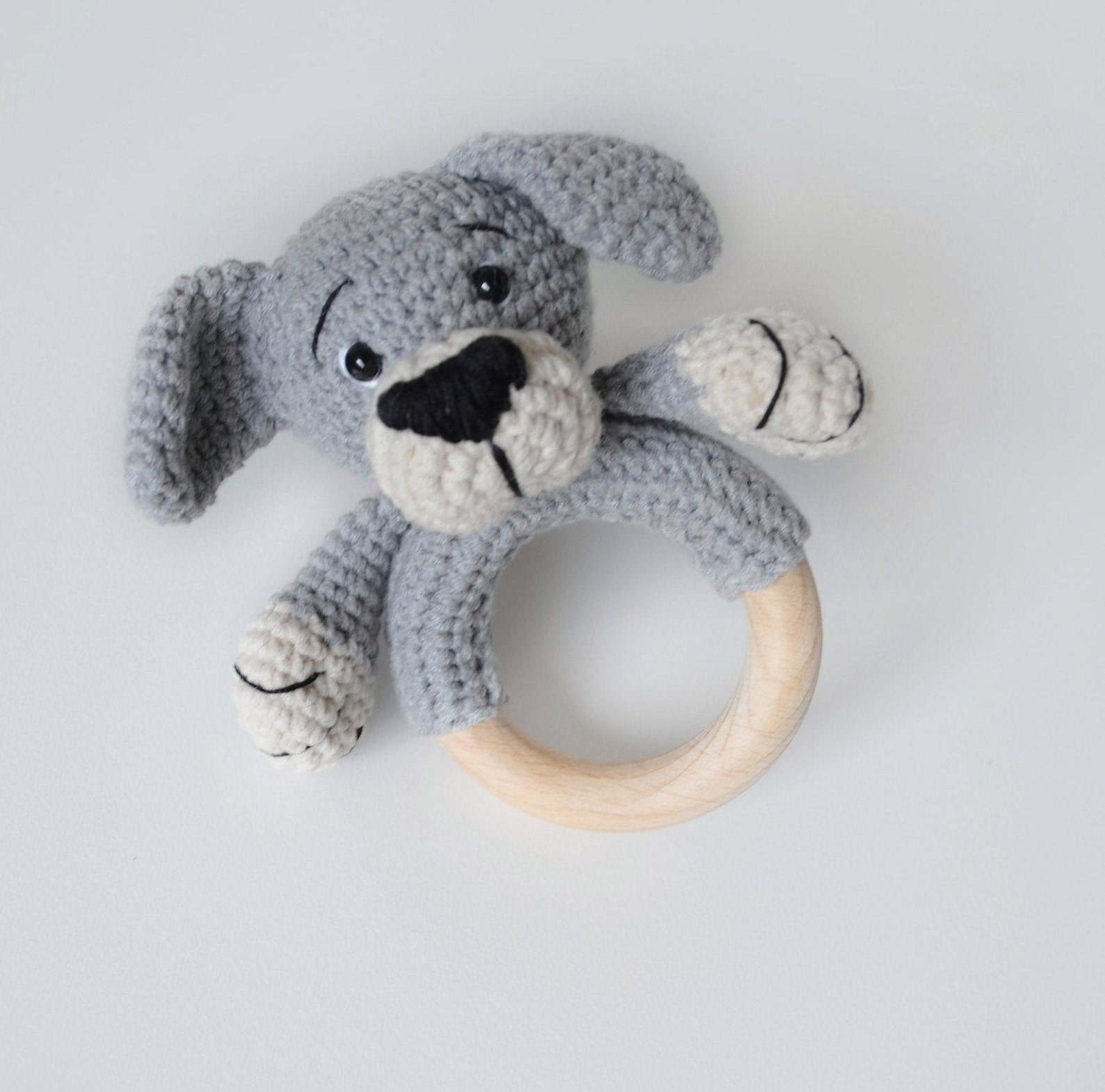 Crochet Dog Rattle Amigurumi Pattern Baby Rattle With Teether Etsy