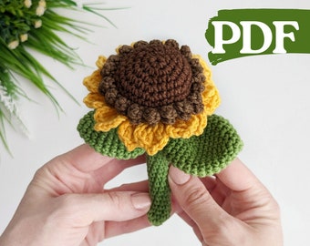 Crochet sunflower pattern, easy crochet flower pattern