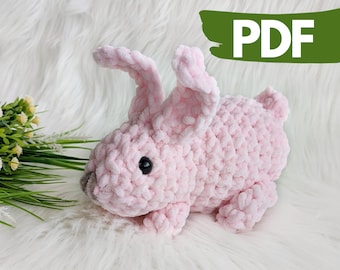 Crochet plush bunny pattern, amigurumi stuffed rabbit pattern