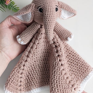 Crochet elephant lovey pattern, crochet baby security blanket, elephant baby lovey pattern image 3