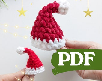 Mini modello per cappello di Babbo Natale all&#39;uncinetto, facile ornamento natalizio all&#39;uncinetto