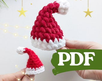 Patrón mini gorro de Papá Noel a crochet, adorno navideño a crochet fácil