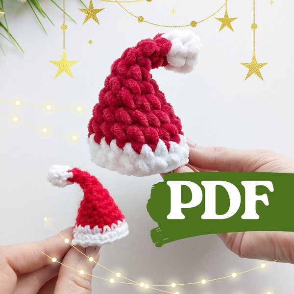 Mini Crochet Santa Hat pattern, easy crochet Christmas ornament