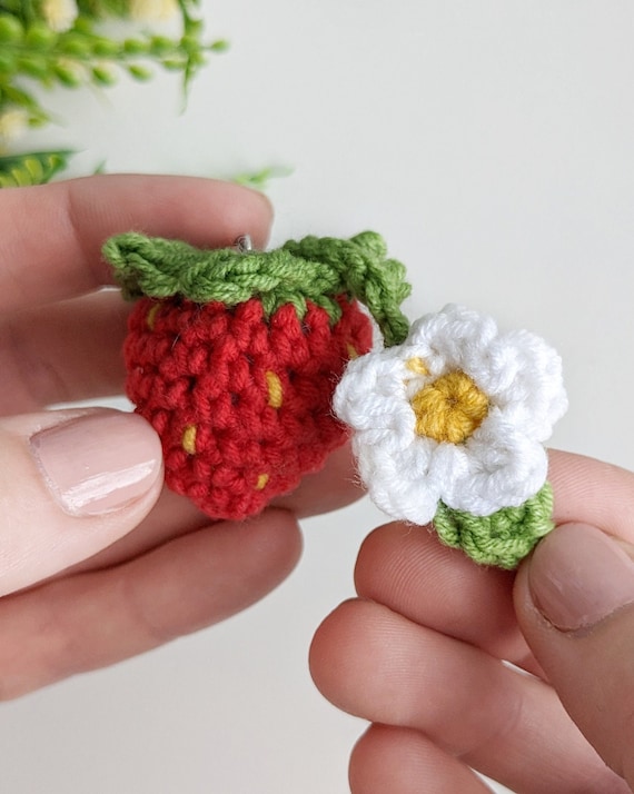 Crochet strawberry keychain sale