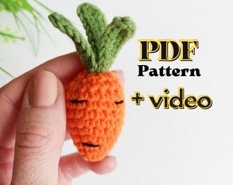 Carrot crochet pattern, amigurumi carrot mini food pattern, crochet vegetables amigurumi tutorial, Easter carrot