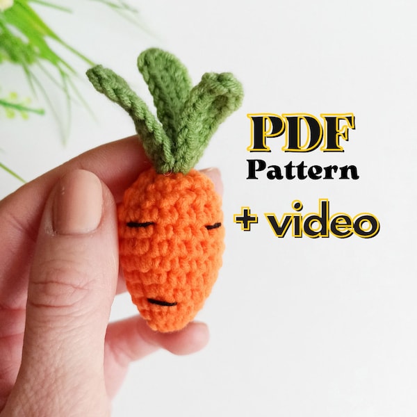 Carrot crochet pattern, amigurumi carrot mini food pattern, crochet vegetables amigurumi tutorial, Easter carrot