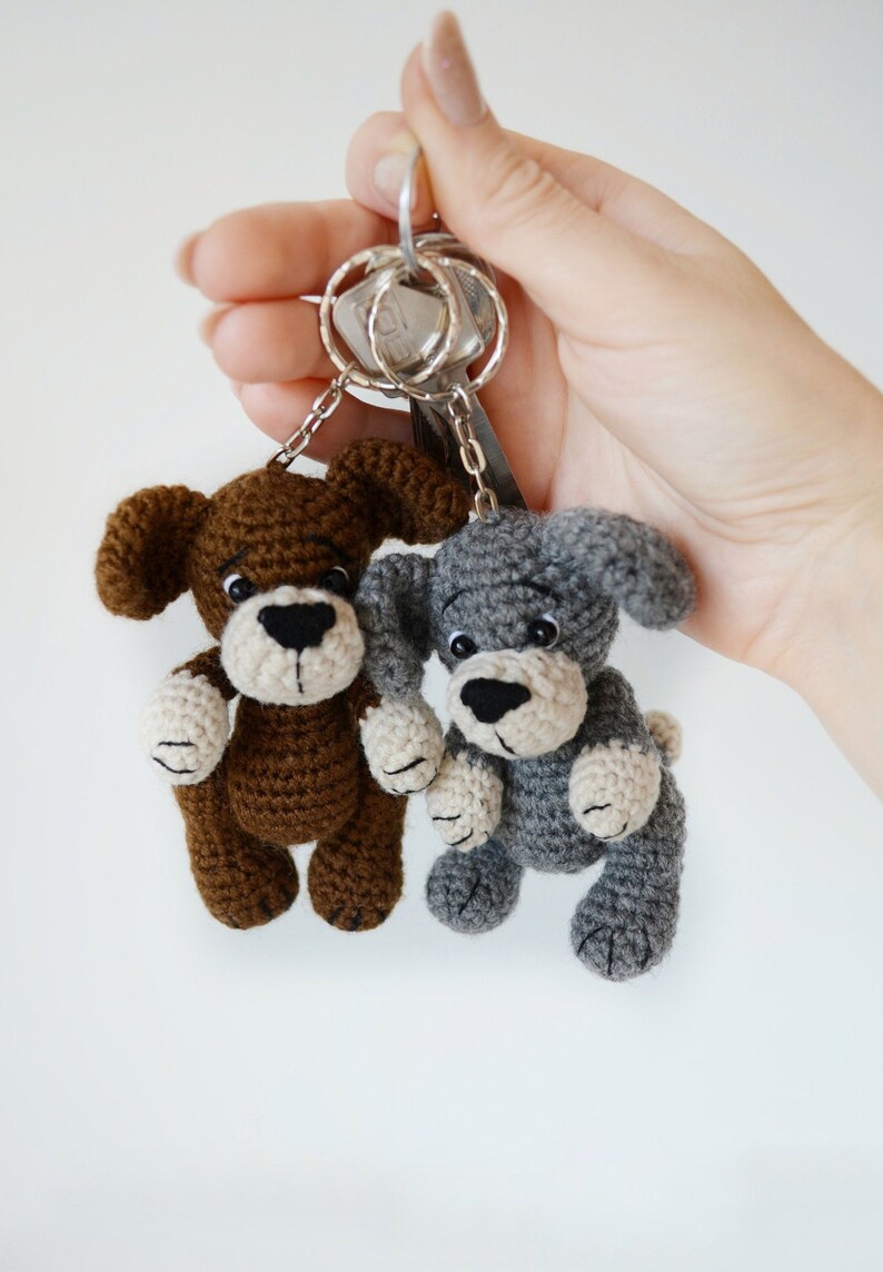 Stuffed dog keychain plush dog keyring small dog figurine Etsy