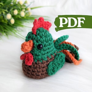Rooster amigurumi pattern, crochet chicken, bird crochet pattern, crochet farm animals
