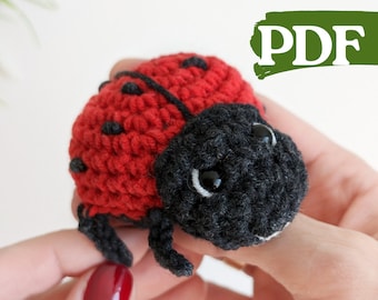 Gehaakt amigurumi-patroon lieveheersbeestje, eenvoudig haakpatroon lieveheersbeestje