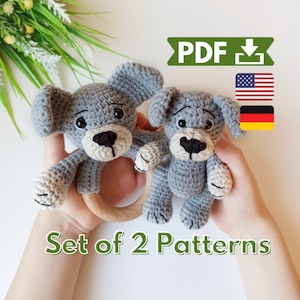 Dog crochet pattern, set of 2 amigurumi patterns