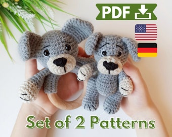 Dog crochet pattern, set of 2 amigurumi patterns