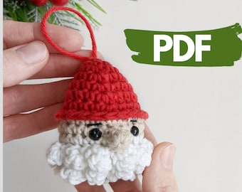 Crochet Santa ornament pattern, easy crochet Christmas decor
