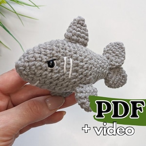 Baby shark crochet pattern, mini amigurumi sea animal