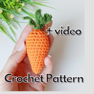 Crochet carrot amigurumi food pattern, Carrot for Reindeer or Easter Bunny
