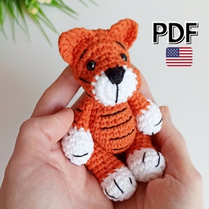 Tiger Häkelanleitung, Amigurumi Tier Schlüsselanhänger, einfache PDF Häkelanleitung