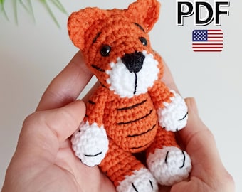 Tiger crochet pattern, amigurumi animal keychain, easy crochet pdf pattern