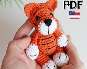 Tiger crochet pattern, amigurumi animal keychain, easy crochet pdf pattern
