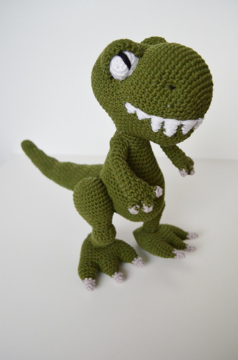 Crochet T-Rex Handmade green T-Rex Crochet PDF dinosaur pattern Amigurumu Dino Pettern
