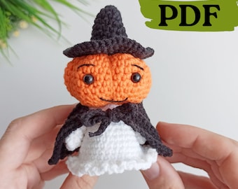 Ghost crochet pattern, amigurumi ghost halloween decor, easy crochet pumpkin pattern
