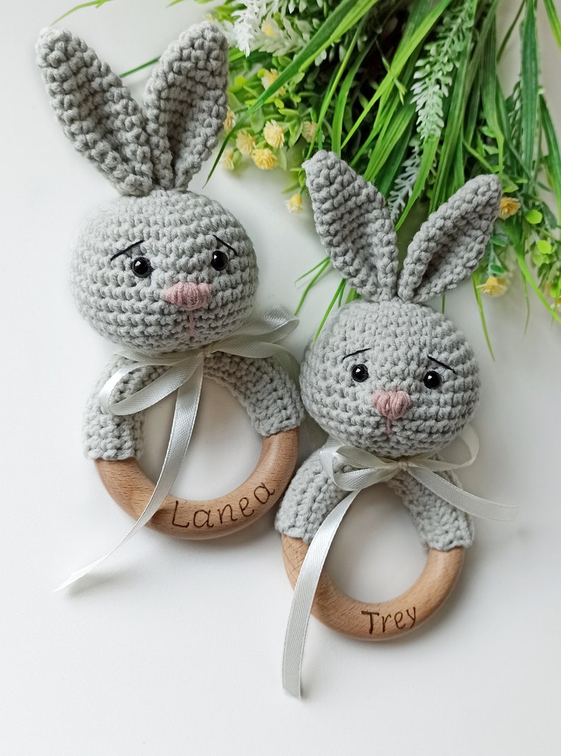 Crochet baby rattle pattern, bunny amigurumi pattern image 9