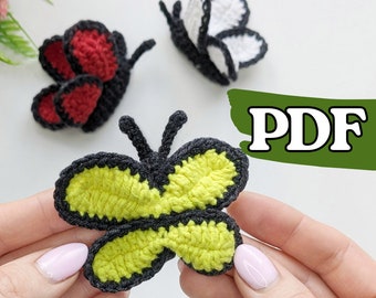Butterfly crochet amigurumi pattern, easy crochet keychain pattern