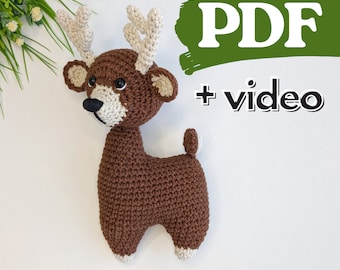 Deer crochet pattern, Christmas reindeer amigurumi pattern, easy crochet woodland animals