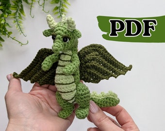 Basil the Dragon crochet pattern, amigurumi dragon pattern