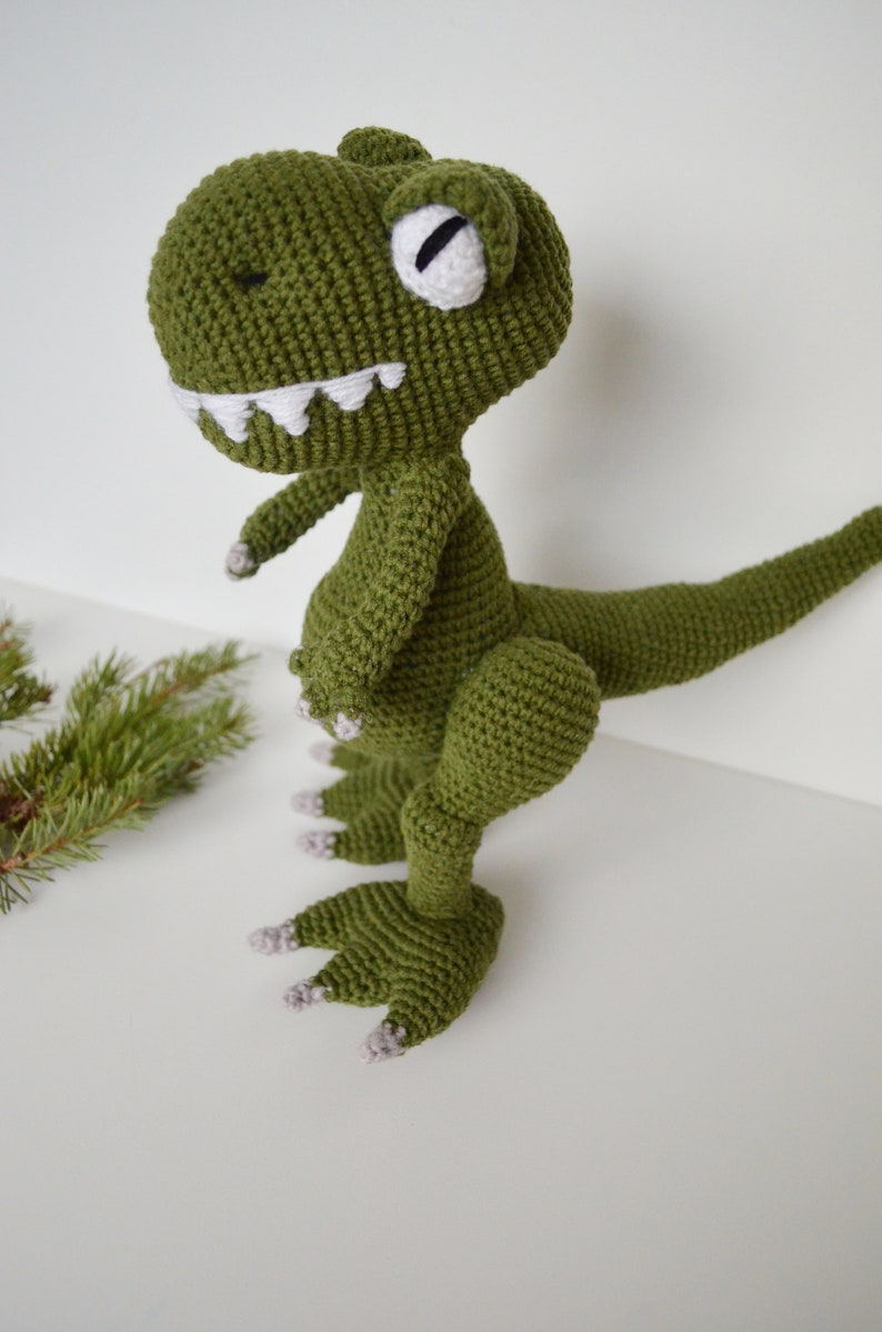 Crochet T-Rex Handmade green T-Rex Crochet PDF dinosaur pattern Amigurumu Dino Pettern